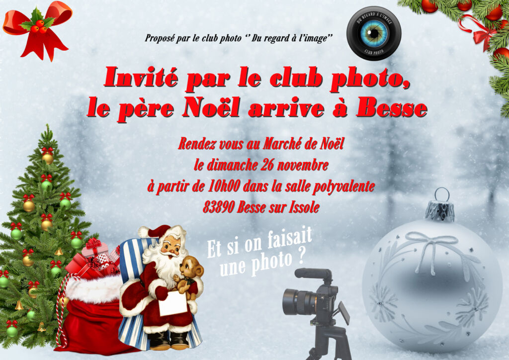 Photos avec le père noel au marché de Noël de Besse sur Issole